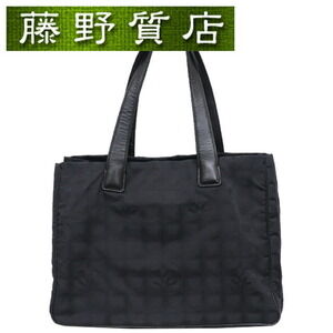 CHANEL Travel Line Tote Bag Shoulder Nylon Black